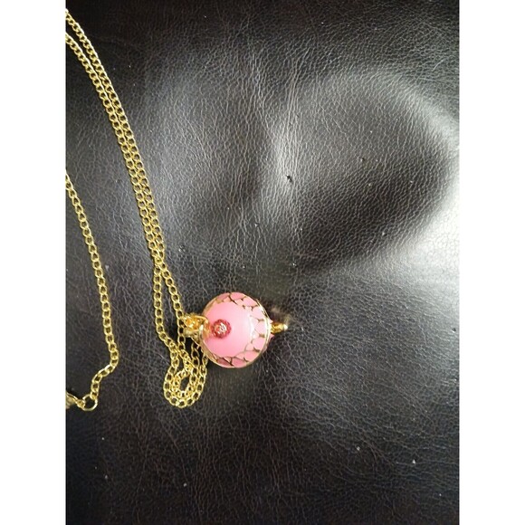 Teapot Locket Opens Pink Enamel Sparkly Cherry Necklace - Picture 5 of 9